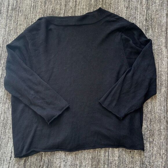 Eileen Fisher Black Open Cardigan Sweater, Size 2X - Picture 3 of 6